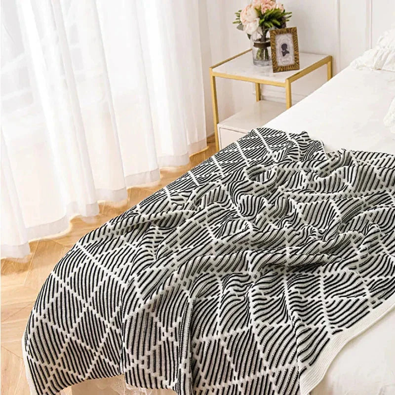 DecorBites™ بطانية أريكة محاكة - بطانية فاخرة مزخرفة للسرير والأريكة