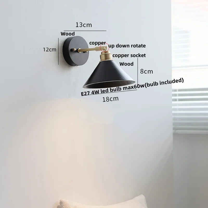 DecorBites™ Black Wood LED Wall Sconce Rotatable Stair Light, Modern Nordic Design