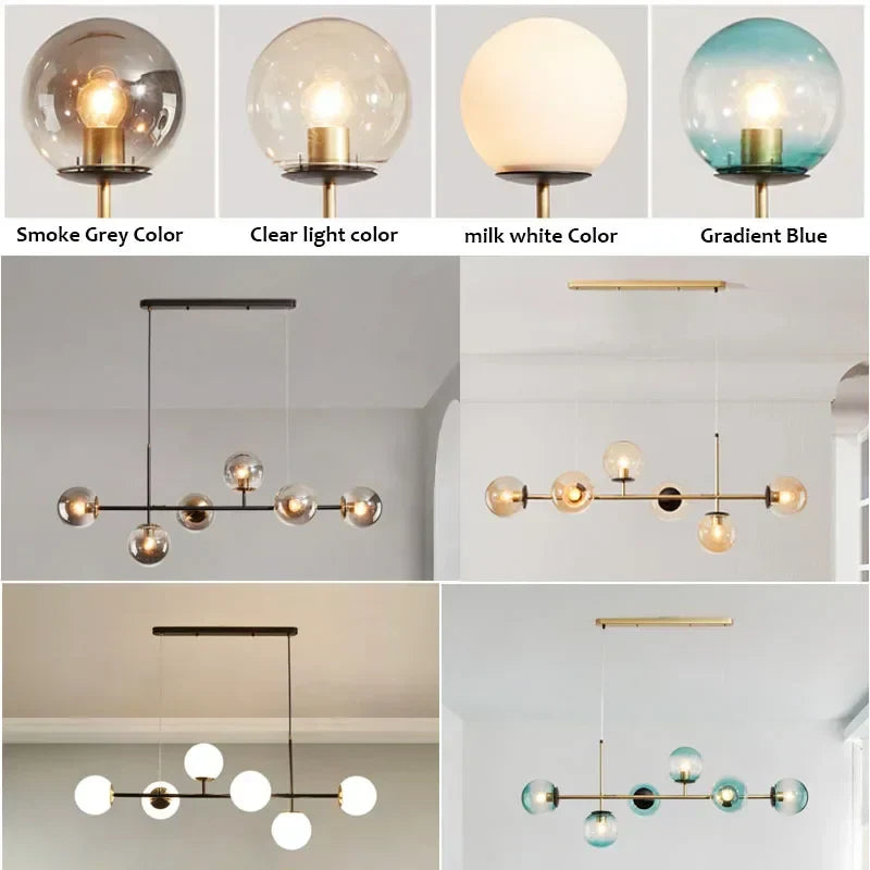 مصباح قلادة LED كروي زجاجي DecorBites™ ثريا عصرية لديكور غرفة المعيشة