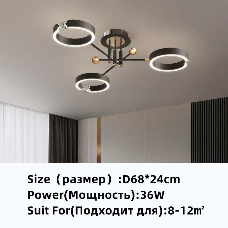DecorBites™ Gold Plated Chandelier with Remote Control, Crystals Decoration for Living Room