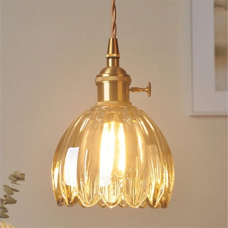 Vintage Champagne Glass Pendant Light With Iron Finish