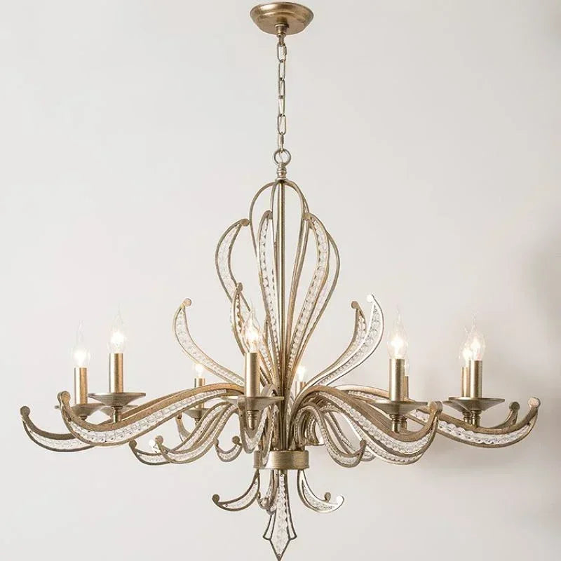 DecorBites™ French Candle Design Crystal Chandelier LED Pendant Lighting for Home Décor
