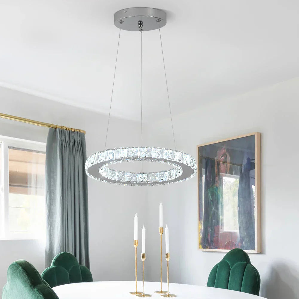 DecorBites™ Crystal LED Pendant Chandelier for Home Décor - Modern Art Fixture