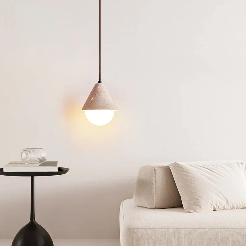 DecorBites™ مصباح قلادة LED حجري إبداعي من الترافرتين الأصفر بتصميم نورديك بسيط معلق