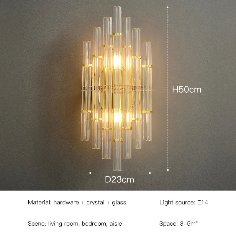 أضواء جدارية كريستالية LED من DecorBites™: أضواء جدارية ذهبية أنيقة لديكور المنزل الفاخر