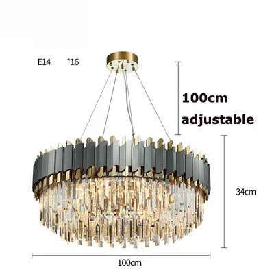 DecorBites™ Art Deco Black Golden Crystal Chandelier for Foyer