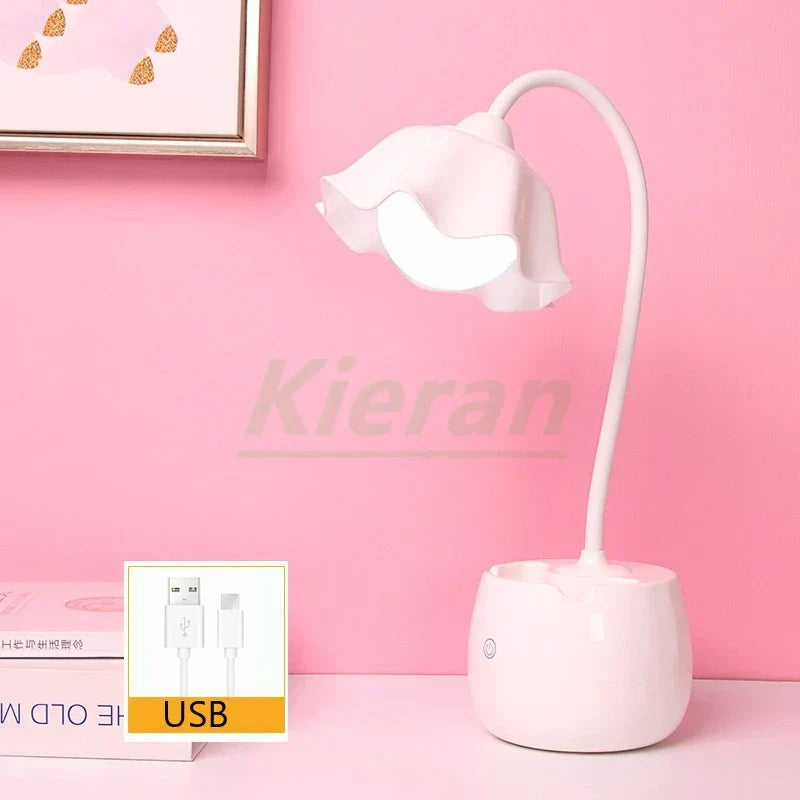 مصباح أرضي لوتس DecorBites™: مصباح مكتب LED حديث لغرفة النوم والدراسة وغرفة المعيشة