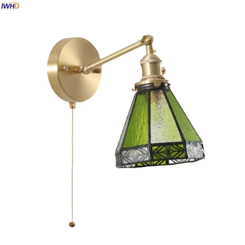 أباليك DecorBites™ الجدارية الخضراء من الزجاج مع إضاءة LED ومفتاح سحب بسلسلة، لغرفة النوم والحمام وغرفة المعيشة.