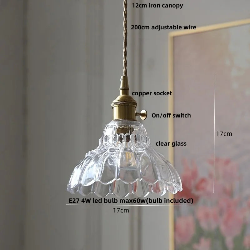 مصباح معلق LED زجاجي أخضر DecorBites™ | خشب جوز نورديك حديث | مفتاح بمقبض نحاسي | إضاءة متدلية