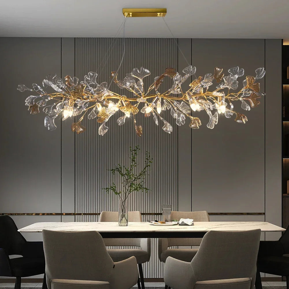 DecorBites™ Crystal Leaf Branch Chandelier - Elegant Lighting Fixture for Bedroom, Living Room, Dining Room