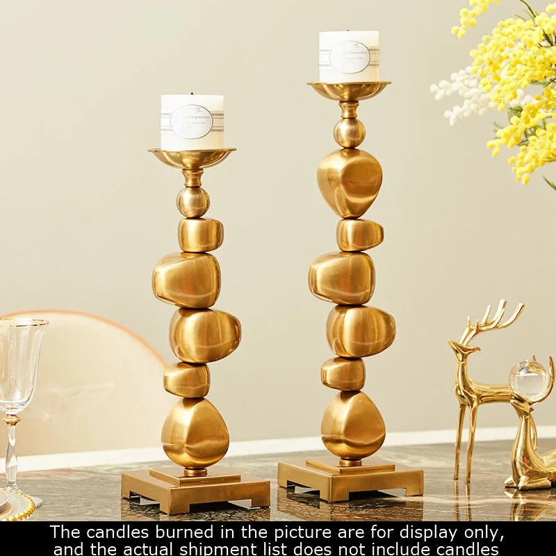 DecorBites™ Golden Alloy Stone Pile Candle Holder Ornament Home Aroma Container