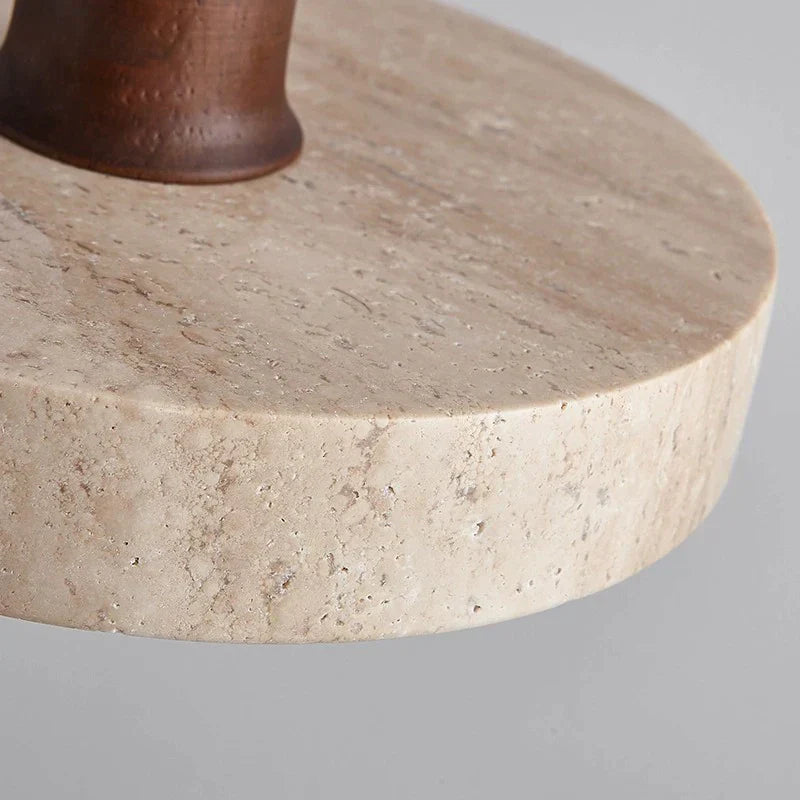 DecorBites™ Cream Style Wood Walnut Stone Pendant Light for Bedroom, E27 Bulb