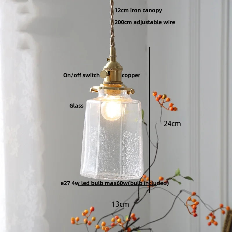 DecorBites™ Amber Copper LED Pendant Light Glass Hang Lamp for Reading Aisle Café Home