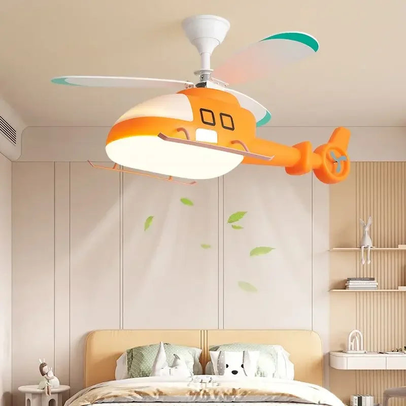 مروحة سقف طائرة هليكوبتر DecorBites™ ثريا للأطفال أزرق وردي لغرفة الأطفال