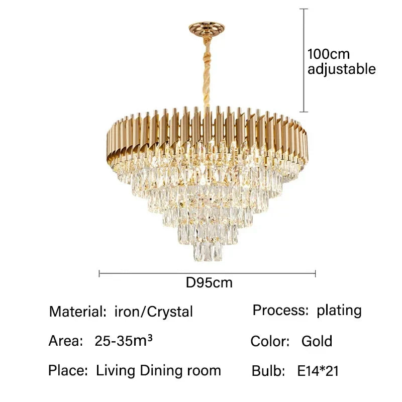 DecorBites™ Crystal LED Pendant Chandelier: Modern Luxury Living Room Dining Lighting Fixture