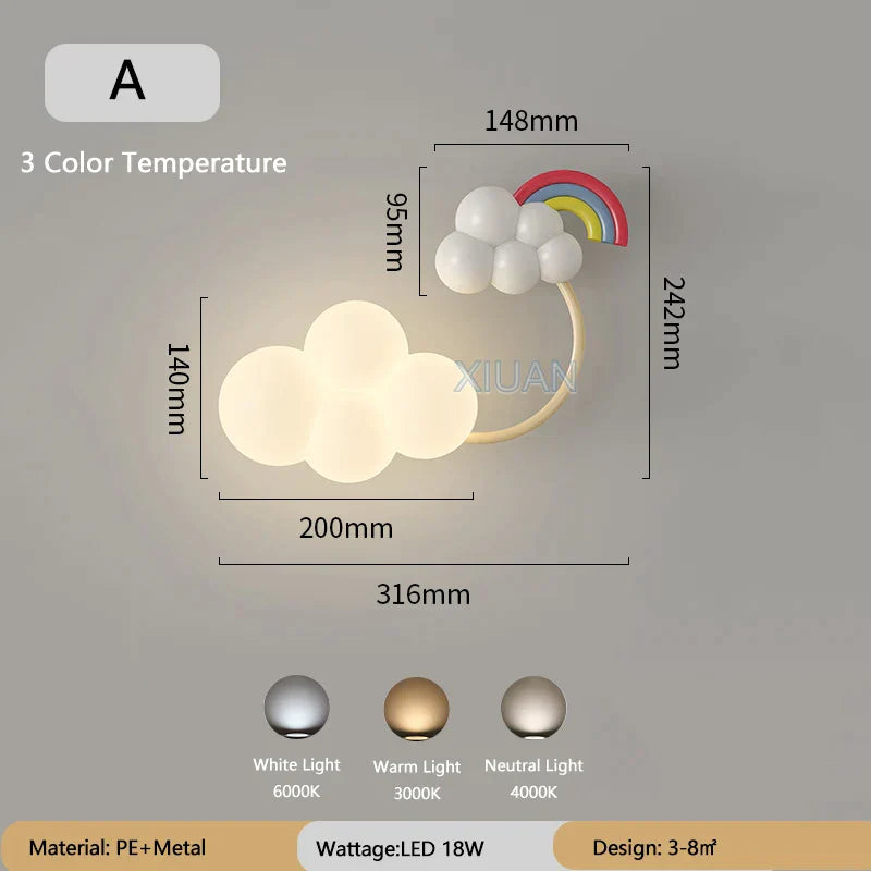 مصباح حائط للأطفال من DecorBites™ بتصميم طائرة ورقية قوس قزح