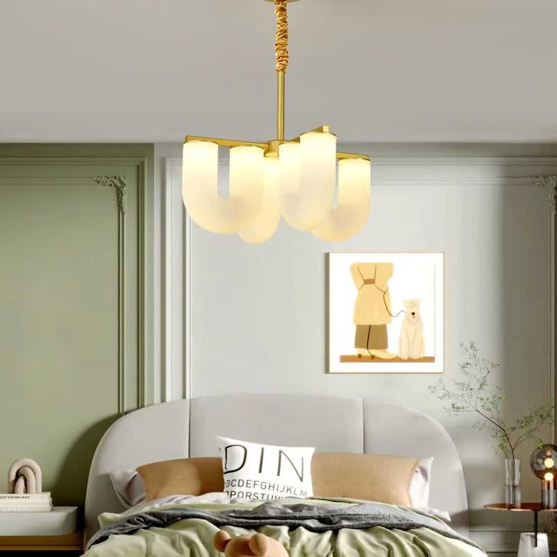 DecorBites™ مصباح أرضي بتصميم U كريمي فرنسي، مصباح LED بتصميم نورديك بسيط لديكور المنزل