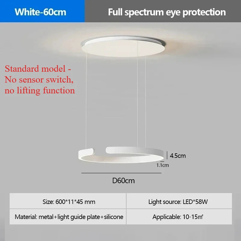 Modern Ring LED Pendant Light in Black or White
