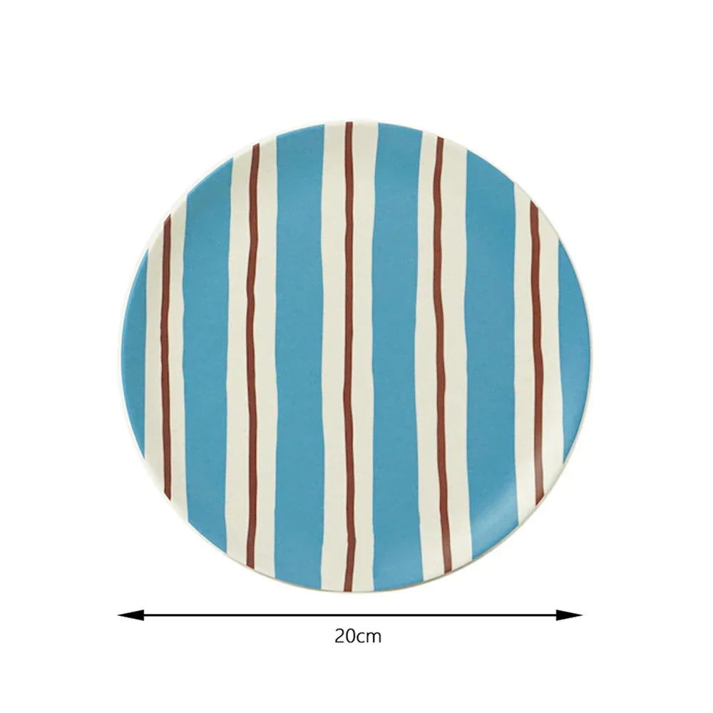 طبق طعام دائري من ألياف الخيزران بتصميم كوري من DecorBites™ للحلويات والفواكه والكعك