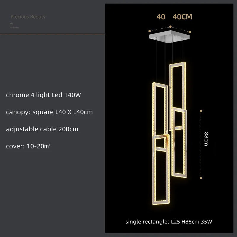 DecorBites™ Crystal LED Pendant Light Luxury Stairs Lustre Modern Lighting Fixture
