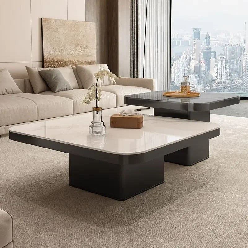 DecorBites™ Light Luxury Rock Square Coffee Table Modern Minimalist Living Room Combo