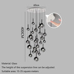 Smoke Gray Glass Multi-Light Staircase Pendant Light