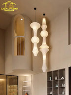 Akari-Style White Paper Wabi-Sabi Pendant Light