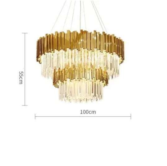 مصباح سقف كريستالي ذهبي DecorBites™ لغرفة المعيشة وغرفة الطعام العصرية
