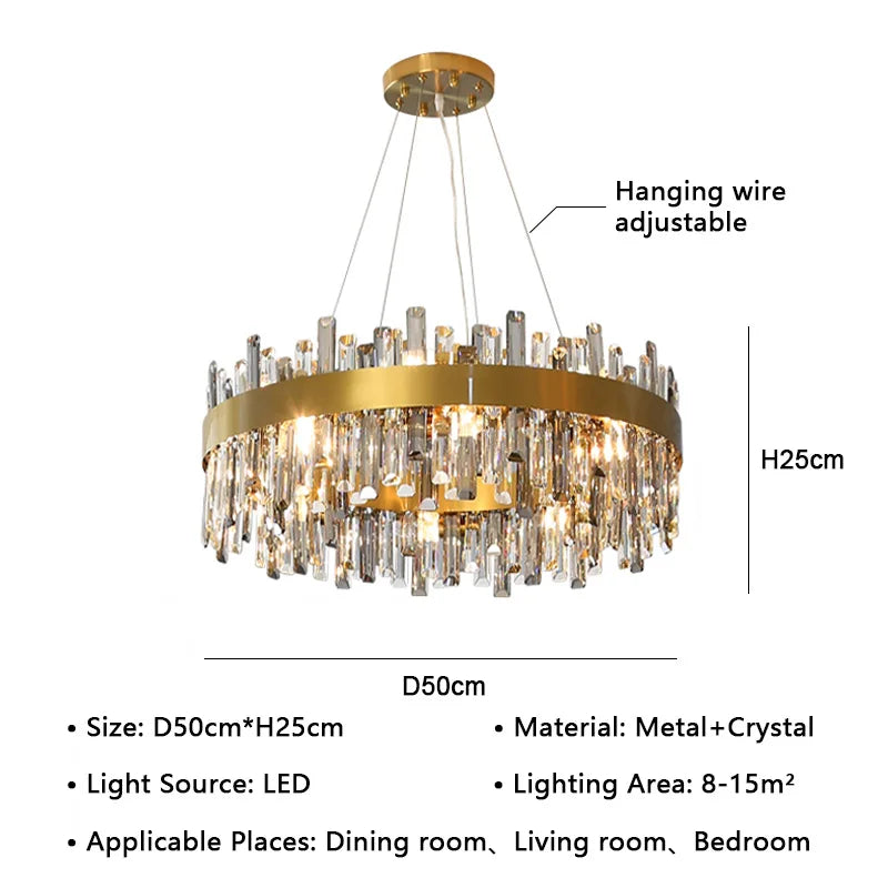 DecorBites™ Crystal LED Pendant Light Chandelier for Living Dining Bedroom Luxe Decor