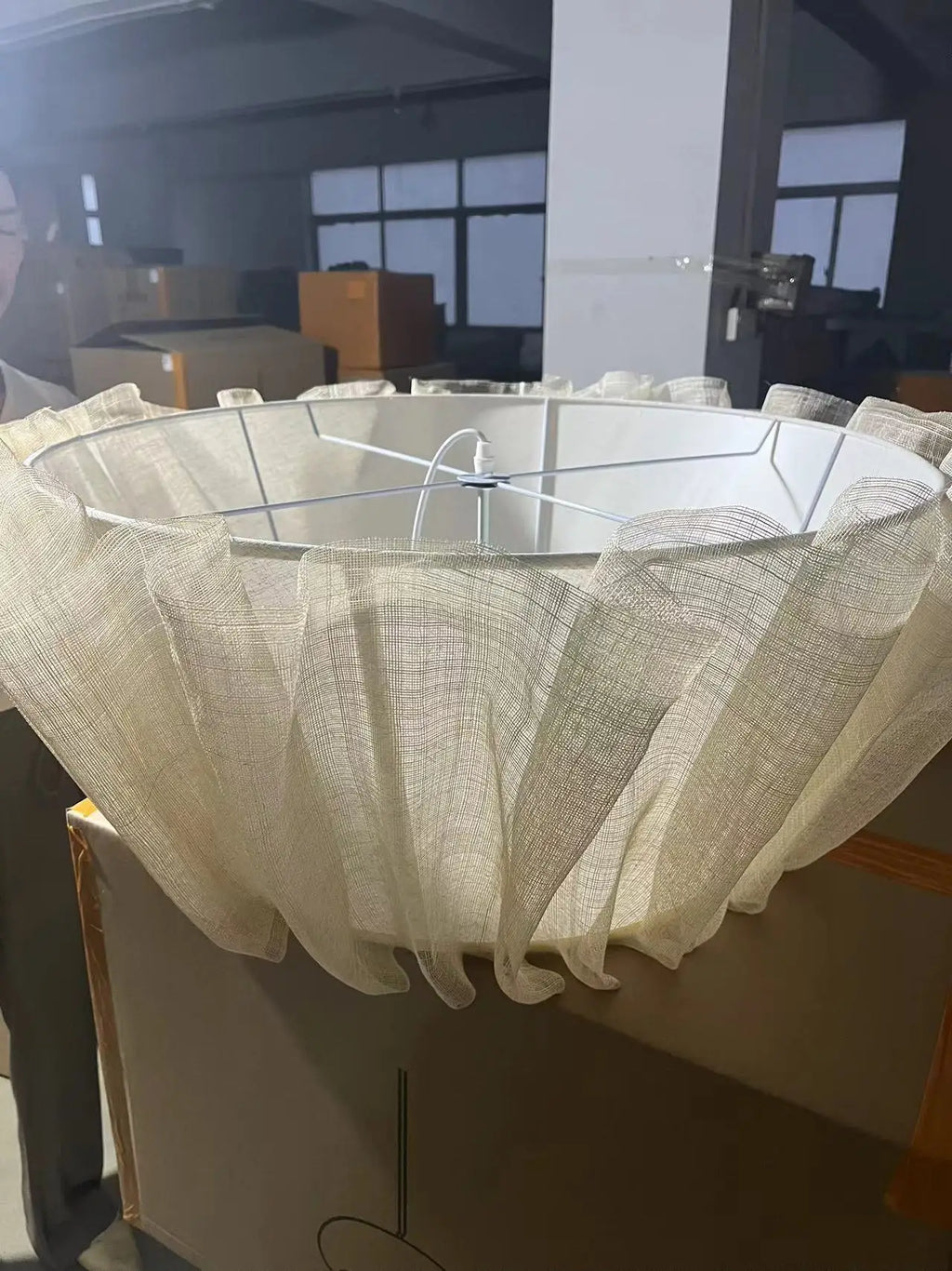 DecorBites™ Creamy White Fabric Pendant Light for Dining Room, Handmade Nordic Minimalism Design