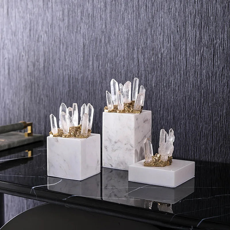 DecorBites™ Crystal Stone Marble Entrance TV Cabinet Club Soft Decoration