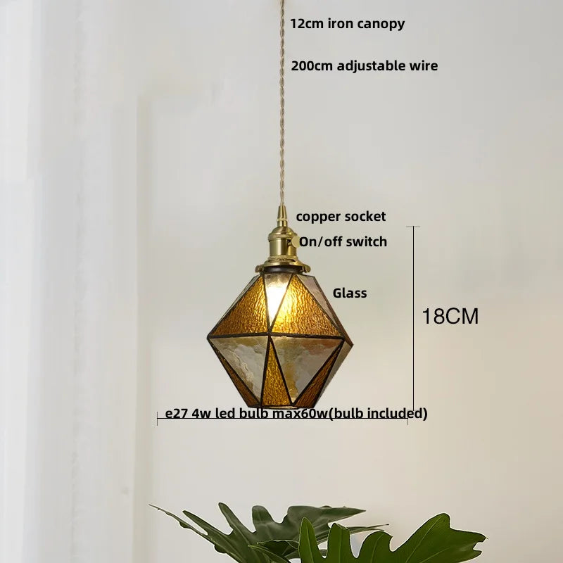 DecorBites™ Blue Glass LED Pendant Light Fixture Modern Nordic Wire Hanging Lamp