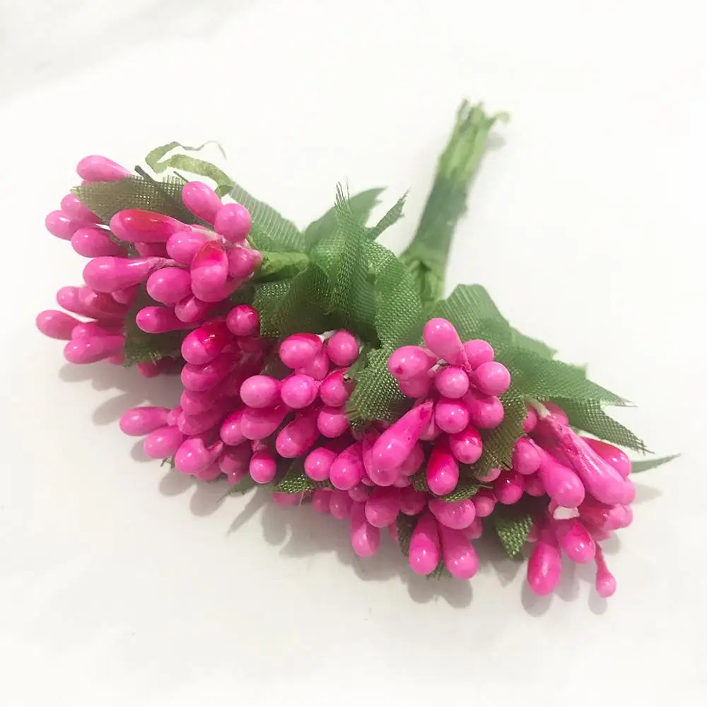 DecorBites™ 200pcs Mixed Rose Red Flower Cherry Stamen Berries Bundle for DIY Decor