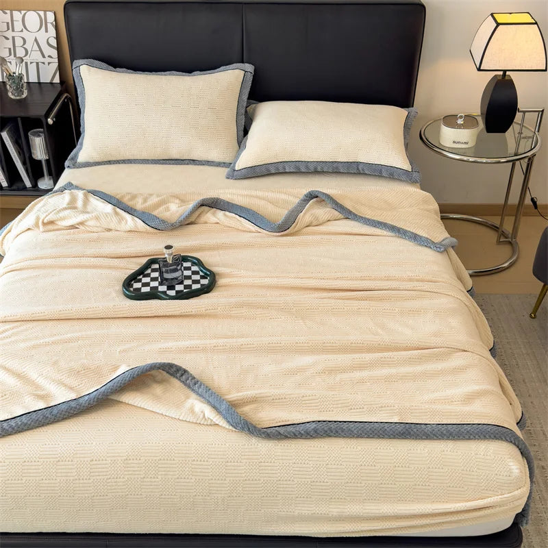 DecorBites™ Cozy Carved Velvet Blanket | Warm, Soft & Breathable | Autumn Winter Sofa Bed Throw