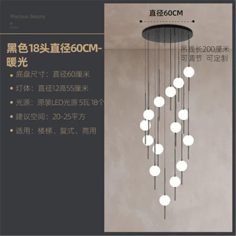 DecorBites™ Glass Ball LED Ceiling Chandelier for Home Decor and Lighting