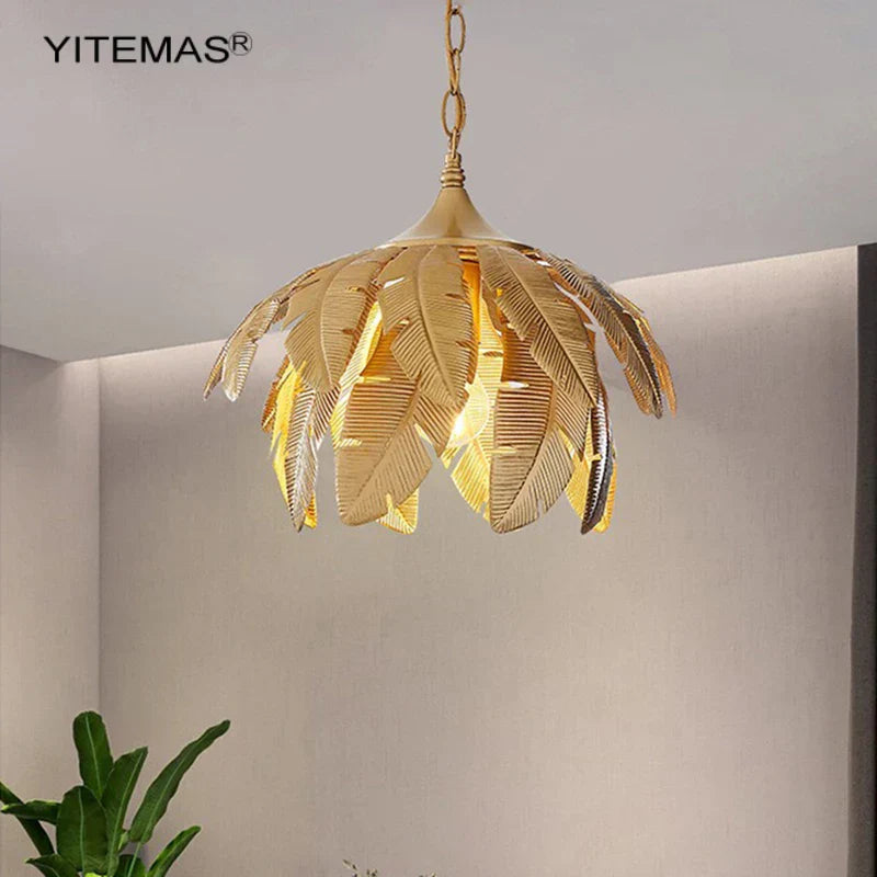 DecorBites™ ثريا أوراق ذهبية إضاءة متدلية صغيرة لجزيرة المطبخ والمدخل، قاعدة E27