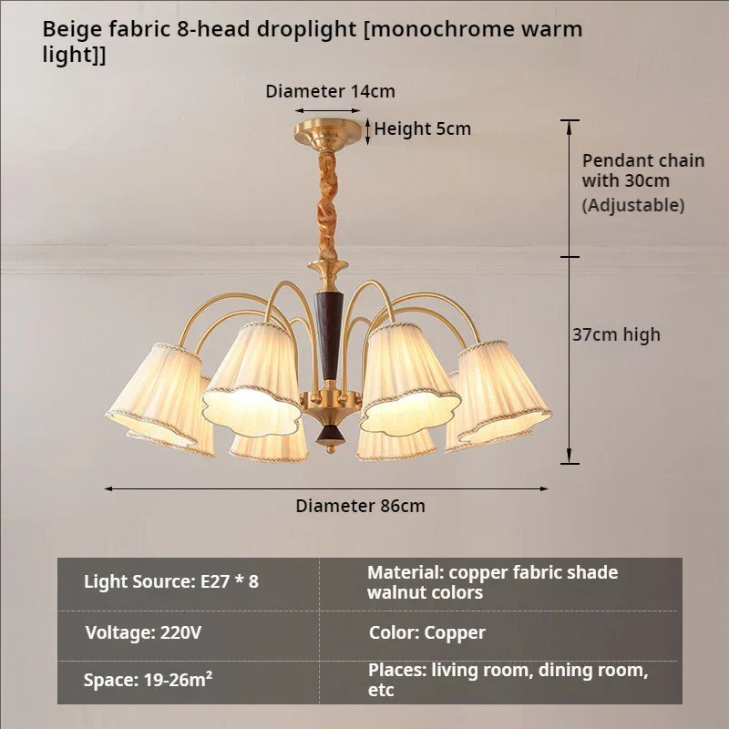 DecorBites™ Antique Copper Chandelier for Retro American Country Living Room and Dining Room