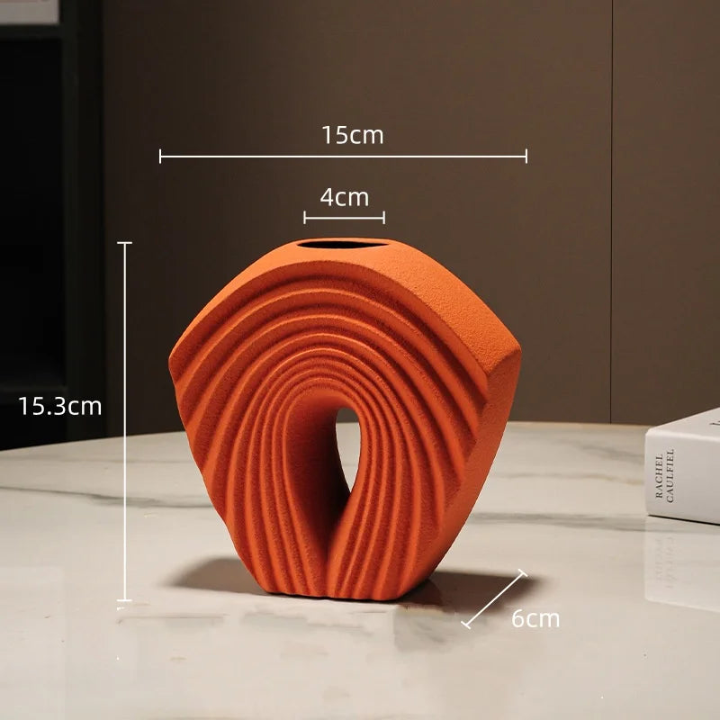 DecorBites™ Geometric Folds Ceramic Flower Vase - Home Decor Handicrafts