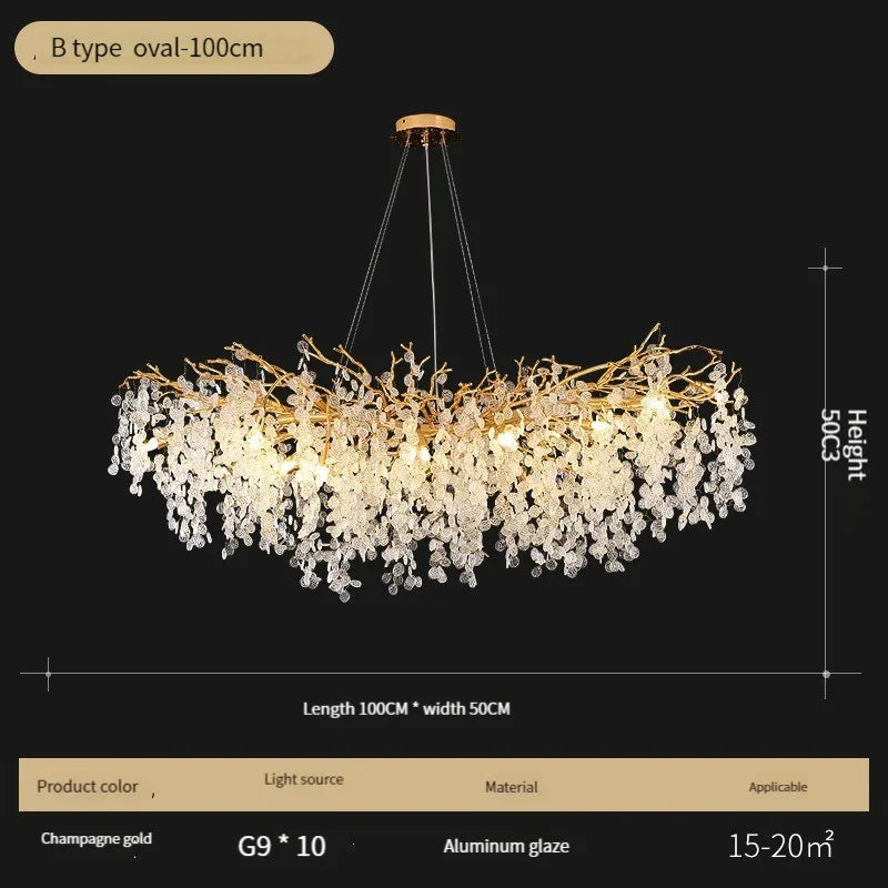 DecorBites™ Crystal LED Chandelier: Luxury Pendant Lamp for Home Decor
