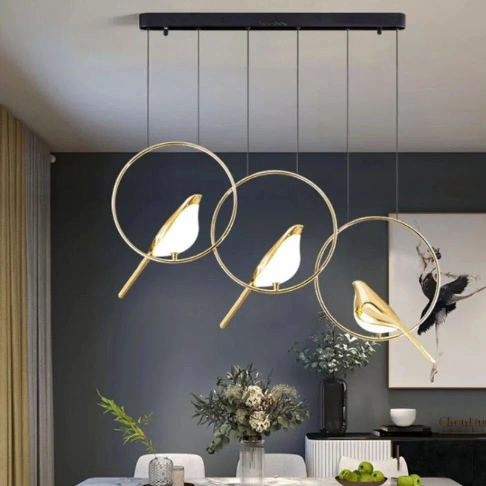 DecorBites™ Gold Magpie Bird LED Ceiling Chandelier for Dining Room Decor