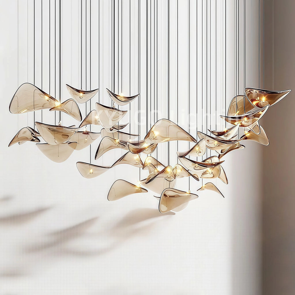 Nordic Lotus Leaf Art Glass Pendant Light