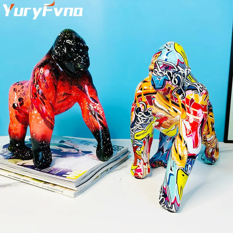 DecorBites™ Gorilla Sculpture: Modern Home Decor Baboon Ornament & Abstract Figurine