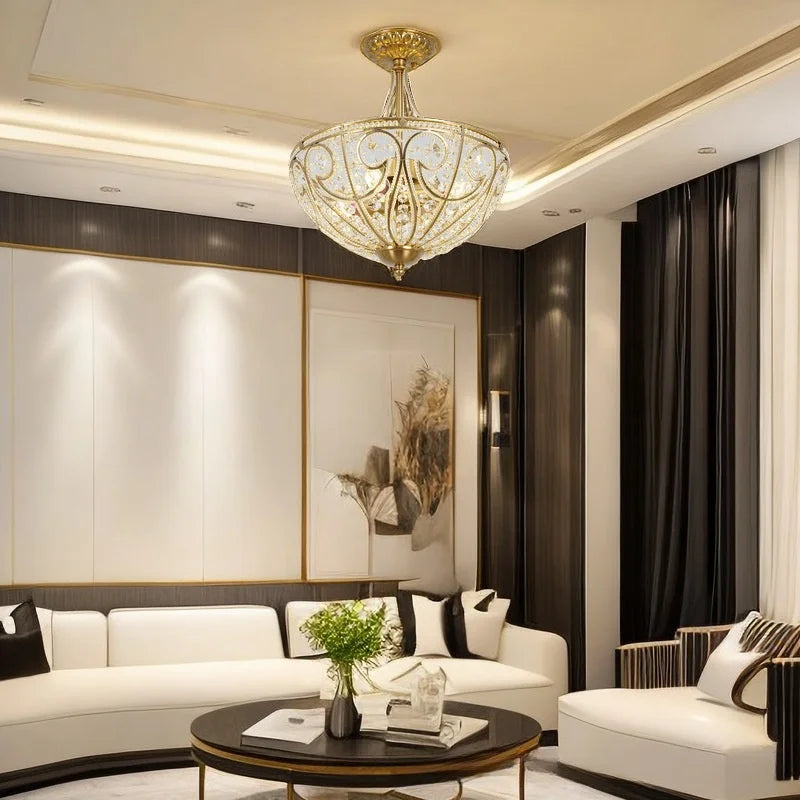 نجفة كريستال فاخرة شبه دائرية من DecorBites™ لغرفة النوم، المطعم، الممر - طراز أوروبي قديم