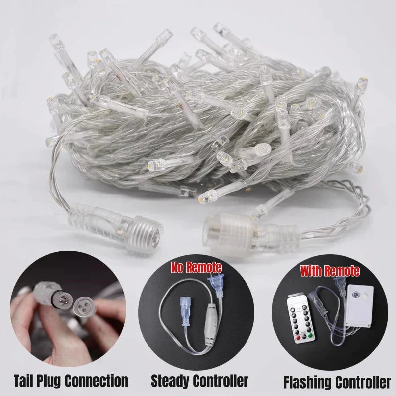 DecorBites™ Icicle LED String Lights: Festive Outdoor Christmas Decoration for Party, Patio, Garden