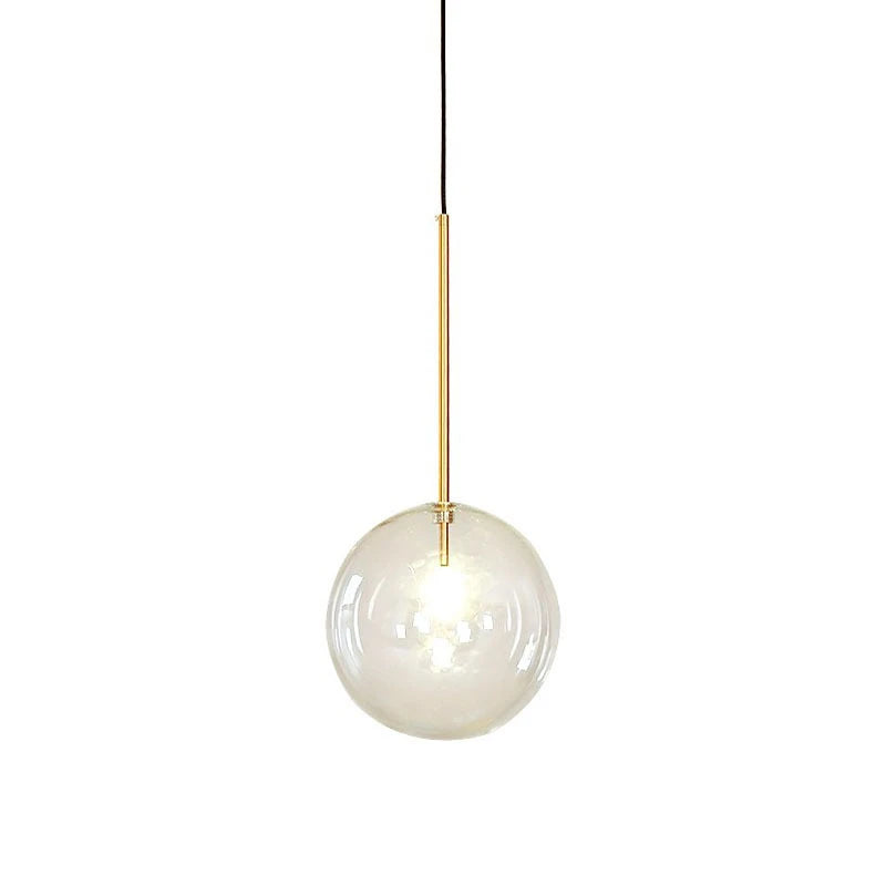 Nordic Clear Glass Globe Pendant Light in Chrome