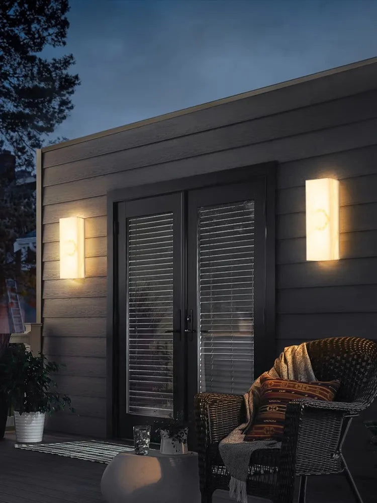 DecorBites™ Art Deco Marble Cube LED Wall Sconce Indoor Outdoor IP54 Waterproof