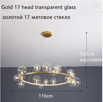 DecorBites™ Glass Ball LED Chandelier: Modern Nordic Style for Living, Dining, Kitchen, Study