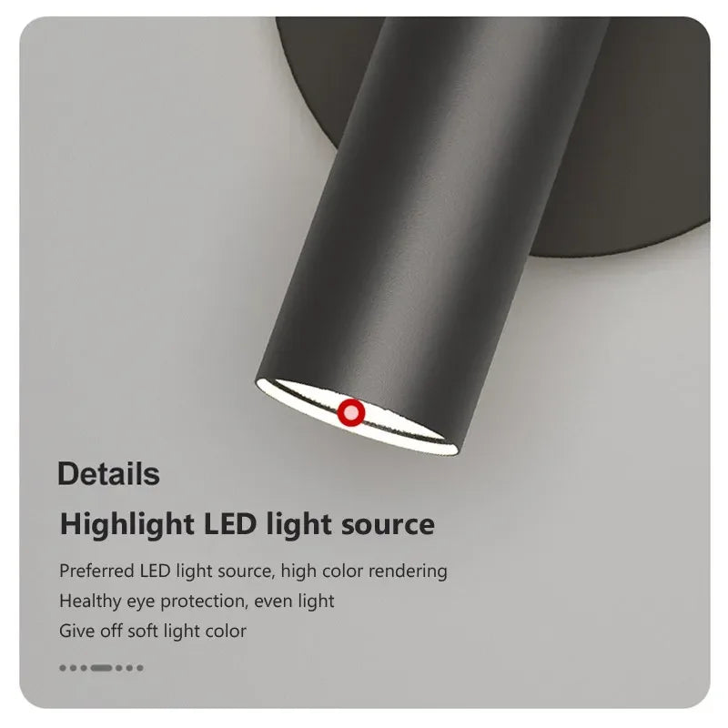 مصباح حائط LED ذهبي من DecorBites™ من الألومنيوم قابل للدوران لغرفة النوم وغرفة المعيشة والمكتب