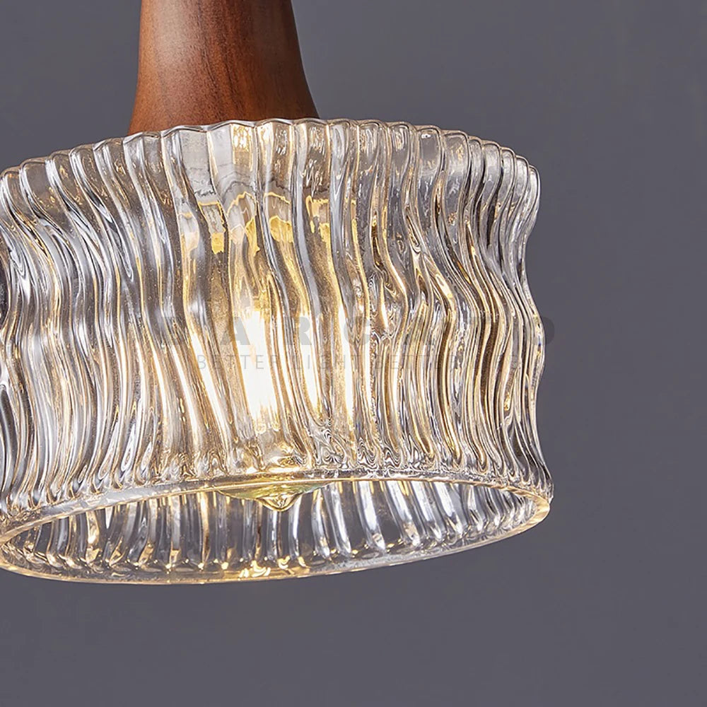 Nordic Wood and Glass Pendant Light