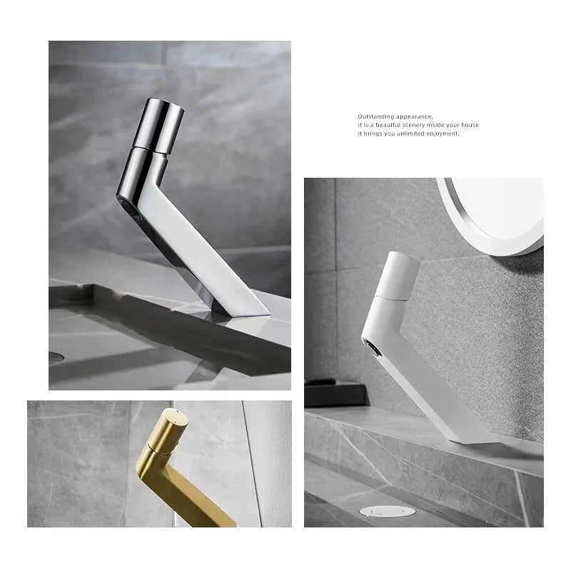 DecorBites™ Basin Faucet Brushed Gold Cold & Hot One Hole Sink Tap Bathroom Creative Design